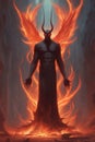 Lucifer and lost souls burning in the hell, fantasy, intricate, elegant, highly detailed