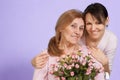 Luck Caucasian elderly woman and her daughter