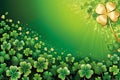 Luck Unleashed: Four-Leaf Clover Center Focus Against a Festive St. Patrick\'s Day Themed Background Illustration