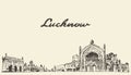 Lucknow skyline vector illustration drawn sketch Royalty Free Stock Photo