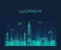 Lucknow skyline vector illustration linear style Royalty Free Stock Photo