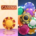 Lucky casino chips banner set, cartoon style Royalty Free Stock Photo