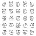 Lucky cat icons set outline vector. Asian animal