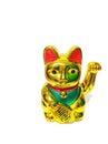 lucky cat. oriental figurine Japan golden toy. isolated on white background.