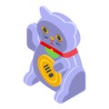 Lucky cat toy icon, isometric style Royalty Free Stock Photo