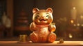 Lucky cat waving happiness wealthiness abundance prosperity Royalty Free Stock Photo