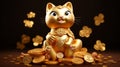 Lucky cat waving happiness wealthiness abundance prosperity
