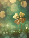 Lucky charm four-leafed gold clover Royalty Free Stock Photo