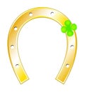 Lucky charms - Horseshoes and clover with four lea Royalty Free Stock Photo