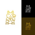 Lucky chinese cat logo, with simple line style Royalty Free Stock Photo