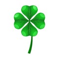 Lucky clover four-leaf, shamrock leaf, symbol of Irish beer festival St Patrick's day, icon, logo. Vector illustration Royalty Free Stock Photo