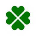 clover leaf symbol made of four green hearts, St Patrick's day vector icon Royalty Free Stock Photo