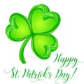 Lucky clover logo. St Patricks Day shamrock vector illustration