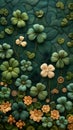 Lucky Clovers and Golden Coins: A Sumptuous Floral Wall Hanging Royalty Free Stock Photo