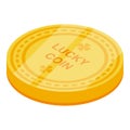 Lucky coin icon, isometric style Royalty Free Stock Photo