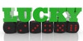 Lucky concept in green on black dices