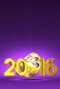 Lucky Daruma Doll And 2016 On Purple Text Space