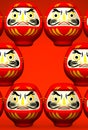 Lucky Daruma Dolls On Red Text Space