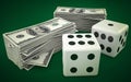 Lucky dice and money Royalty Free Stock Photo