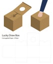 Lucky draw box 3d mockup with dieline Royalty Free Stock Photo