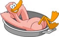 Lucky Duck Or Goose Cartoon Character In The Pan