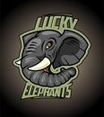 Lucky elephants logotype design concept, sport infographic team pictogram, t-shirt tee print