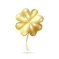 Lucky Four Leaf Clover Golden Charm