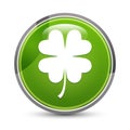 Lucky four leaf clover icon elegant green round button vector illustration Royalty Free Stock Photo