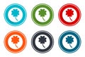 Lucky four leaf clover icon flat vector illustration design round buttons collection 6 concept colorful frame simple circle set Royalty Free Stock Photo