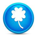 Lucky four leaf clover icon glass shiny blue round button isolated design vector illustration Royalty Free Stock Photo