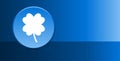 Lucky four leaf clover icon glassy modern blue button abstract background