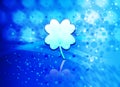 Lucky four leaf clover icon abstract light cyan blue hexagon pattern background