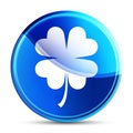 Lucky four leaf clover icon glassy vibrant sky blue round button illustration Royalty Free Stock Photo