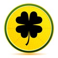 Lucky four leaf clover icon lemon lime yellow round button illustration