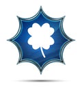 Lucky four leaf clover icon magical glassy sunburst blue button Royalty Free Stock Photo