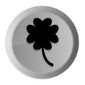 Lucky four leaf clover icon metal silver round button metallic design circle isolated on white background black and white concept Royalty Free Stock Photo