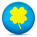 Lucky four leaf clover icon modern flat cyan blue round button