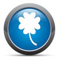 Lucky four leaf clover icon premium blue round button vector illustration