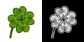 Lucky four-leaf clover in vintage engraving style