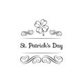 Lucky Four Leaf Irish Clover for St. Patrick s Day with decorations. Vector. Royalty Free Stock Photo