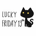 Lucky Friday 13th black cat cartoon Royalty Free Stock Photo