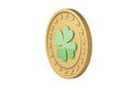 Lucky gold coin.3D illustration Royalty Free Stock Photo