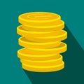 Lucky gold coin flat icon Royalty Free Stock Photo
