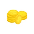 Lucky gold coin isometric 3d icon Royalty Free Stock Photo