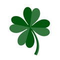 Lucky Green Four Leaf Clover for St. Patricks Day. Vector illustration isolated on white background Royalty Free Stock Photo