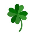 Lucky Green Four Leaf Clover for St. Patricks Day. Vector illustration isolated on white background Royalty Free Stock Photo