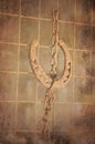 Lucky horse shoe in a chain. Royalty Free Stock Photo