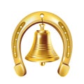 Lucky horseshoe and golden bell Royalty Free Stock Photo