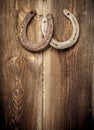 Lucky Horseshoes On Old Wall Royalty Free Stock Photo