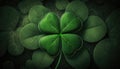 Lucky Irish four leaf clover in the field background St. patrick\'s day theme generative AI